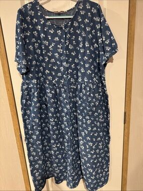 Woman Within Denim Floral Midi Dress